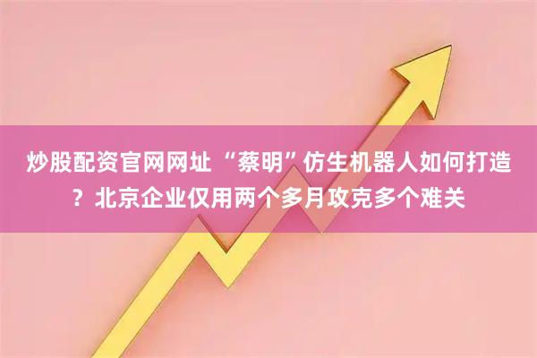 炒股配资官网网址 “蔡明”仿生机器人如何打造？北京企业仅用两个多月攻克多个难关